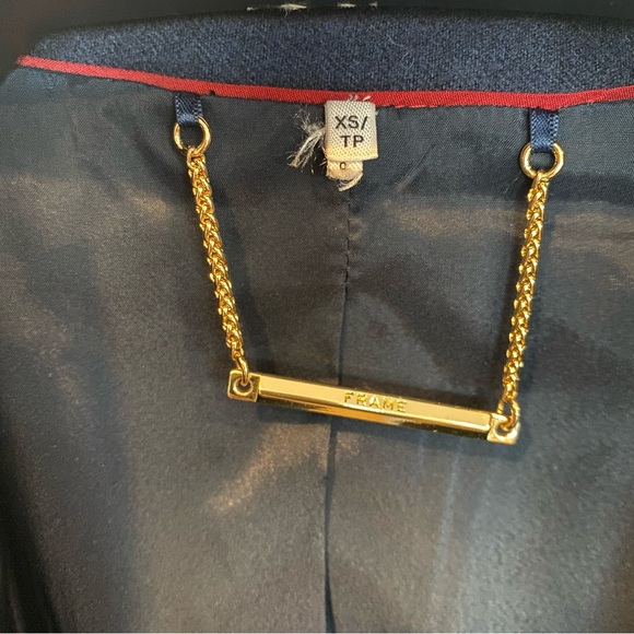 Frame Navy Blue Double Breasted Wool Cashmere Blend Blazer Size XS - Picture 8 of 12